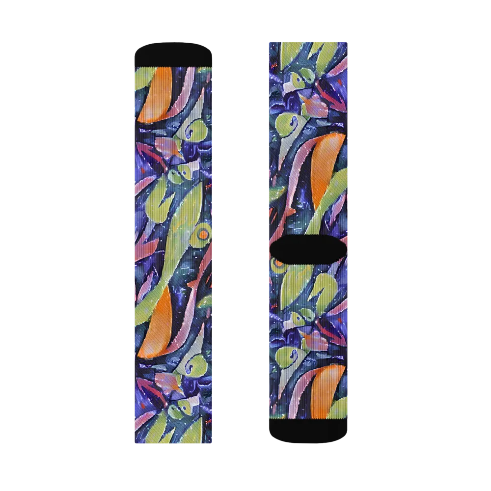 Galactic Brushwork on Socks — Right Sock