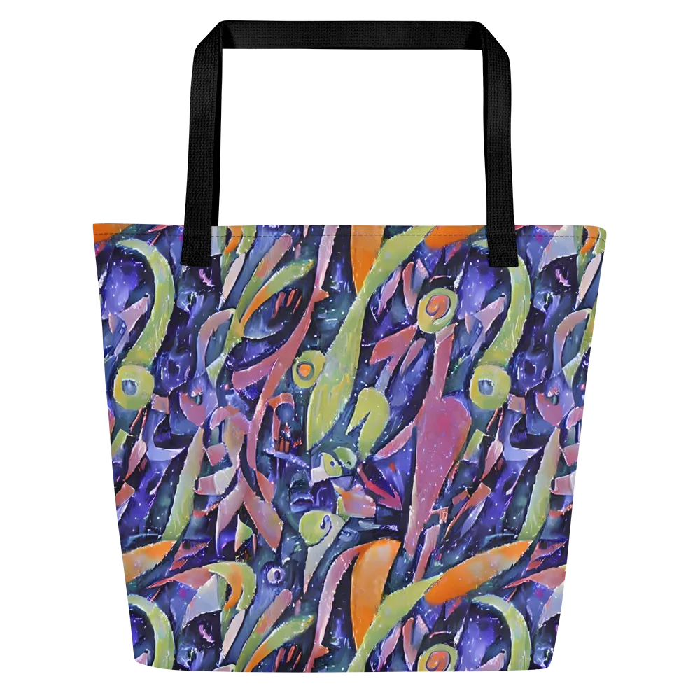 Galactic Brushwork on Large Tote Bag W/ Pocket — Front