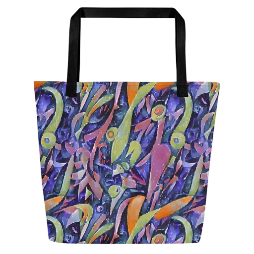 Galactic Brushwork on a Large Tote Bag W/ Pocket