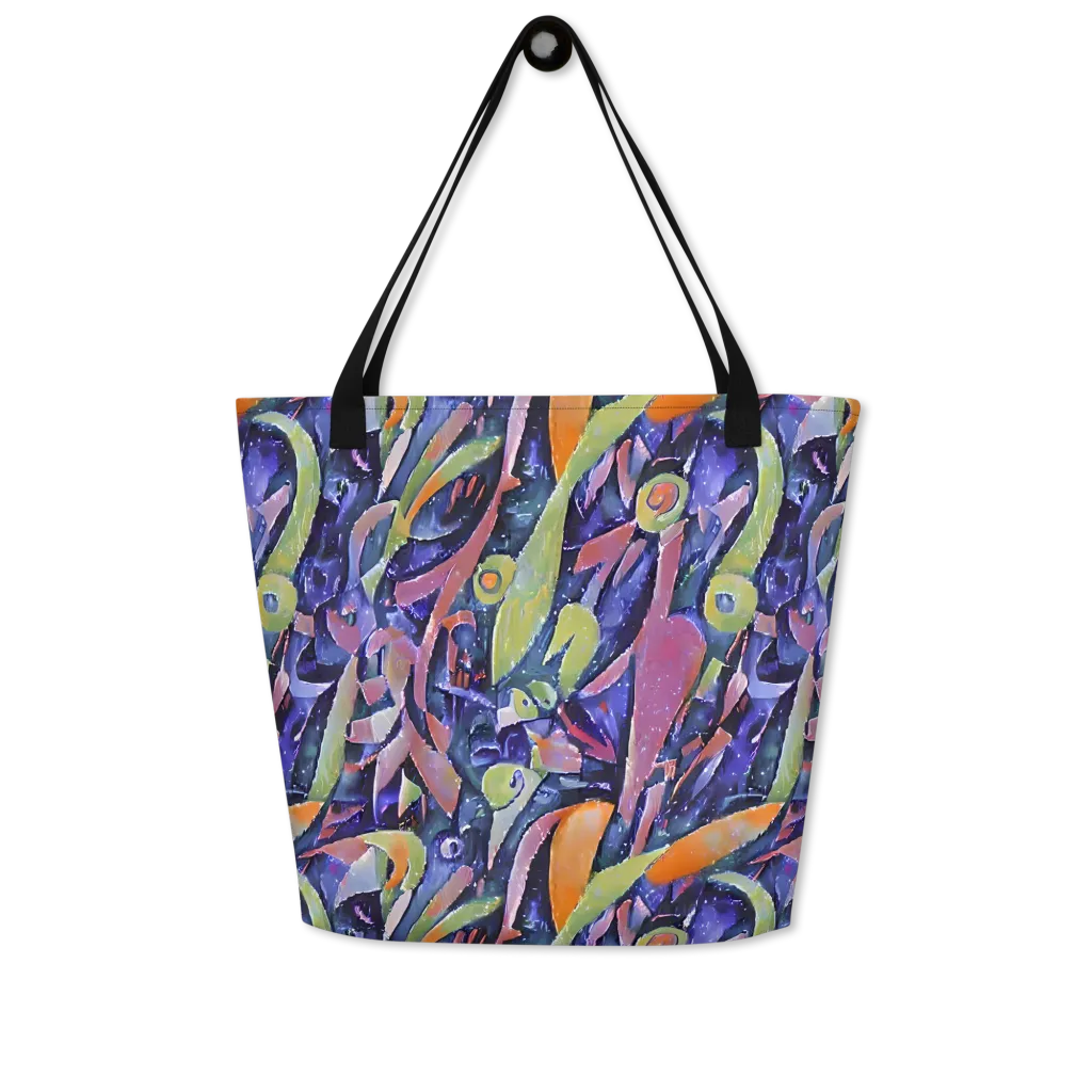 Galactic Brushwork on Large Tote Bag W/ Pocket — Front