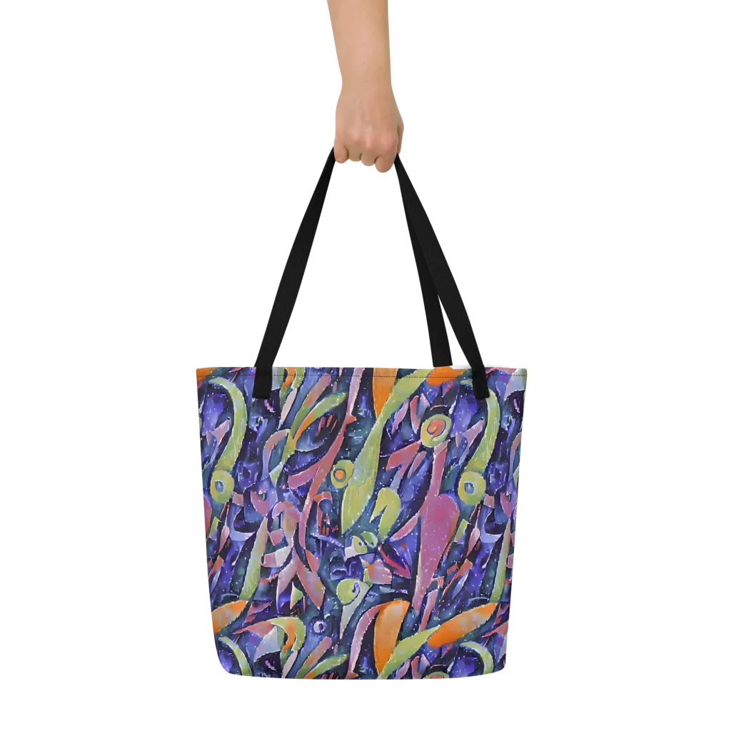 Galactic Brushwork on Large Tote Bag W/ Pocket — Front