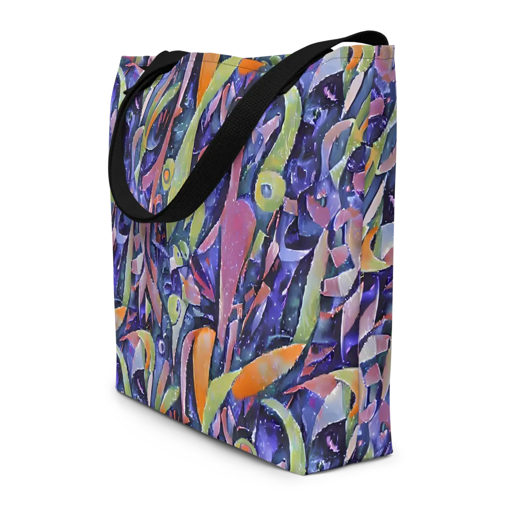 Galactic Brushwork on Large Tote Bag W/ Pocket — Front