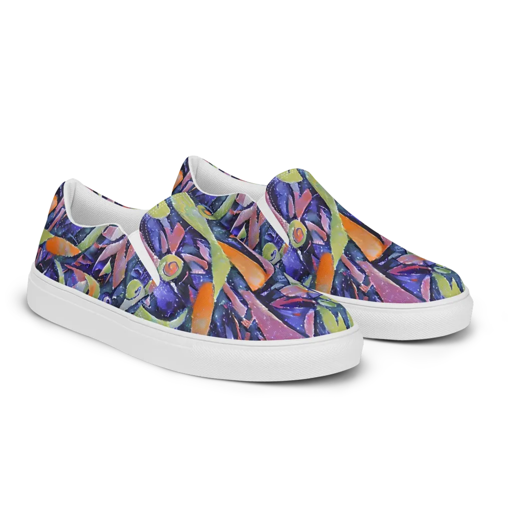 Galactic Brushwork on Women's Slip-On Canvas Shoes — Right Front