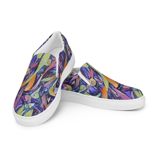 Galactic Brushwork on a Women's Slip-On Canvas Shoes