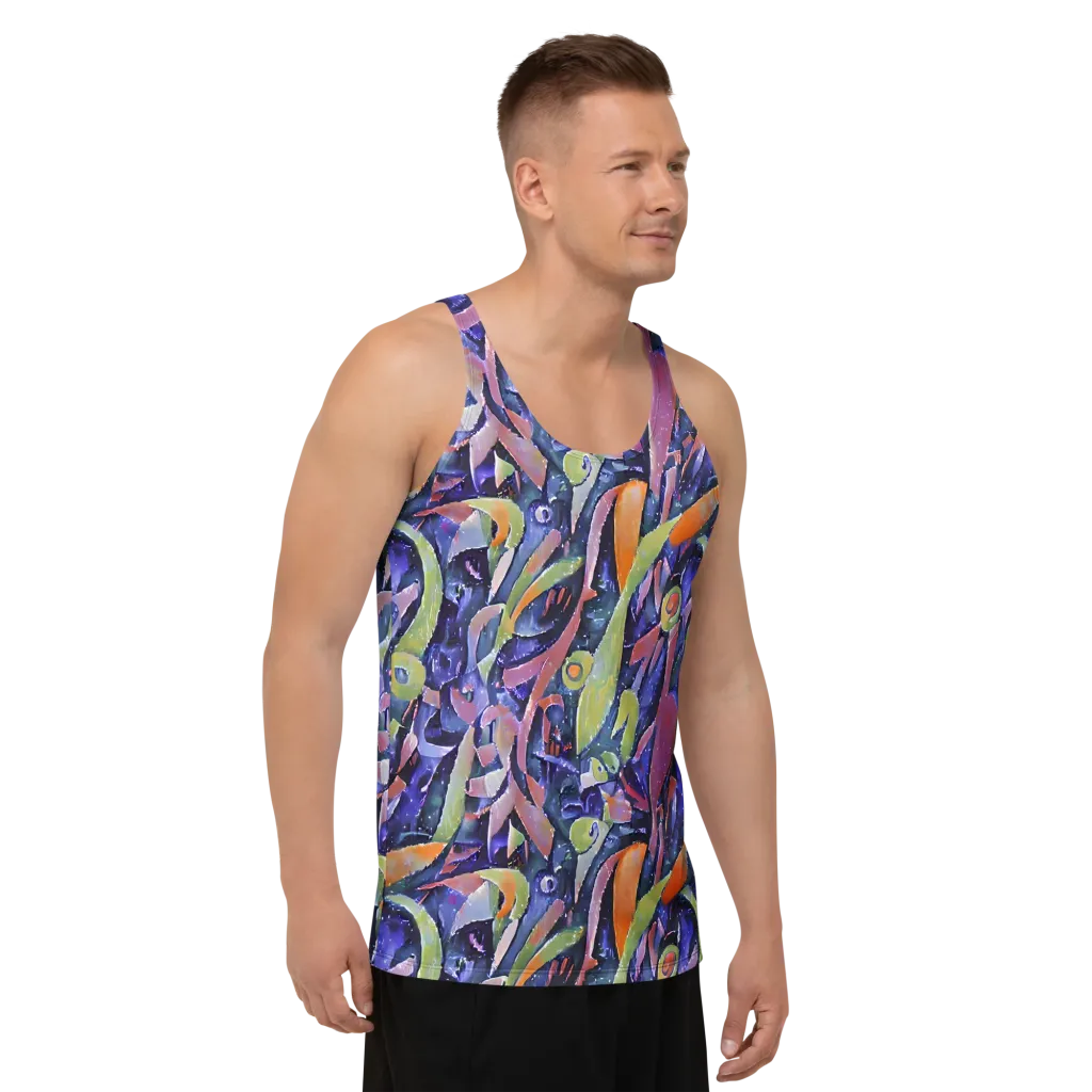 Galactic Brushwork on Men's Tank Top — Right Front