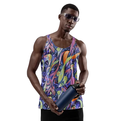 Galactic Brushwork on a Men's Tank Top