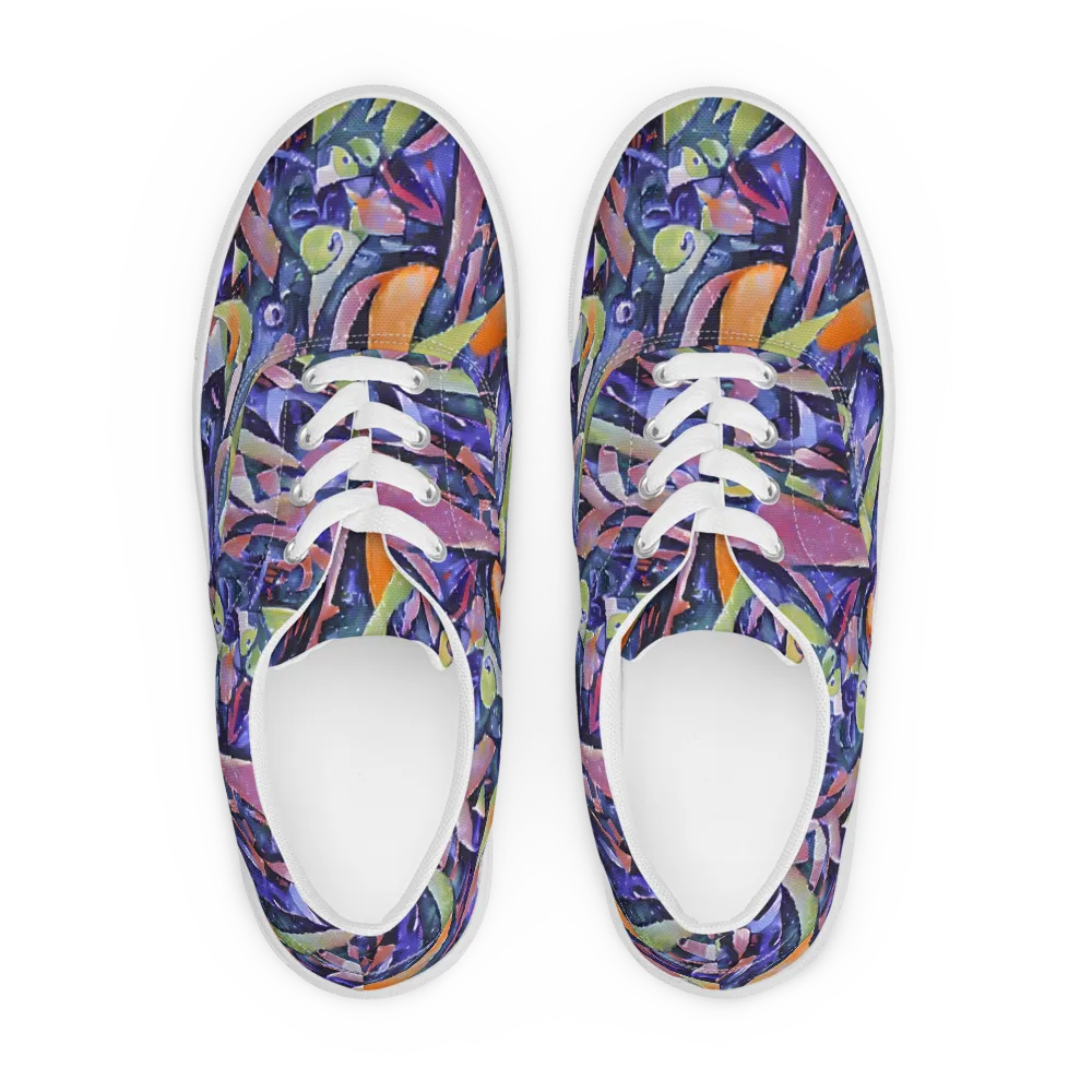 Galactic Brushwork on Men's Lace-Up Canvas Shoes — Front