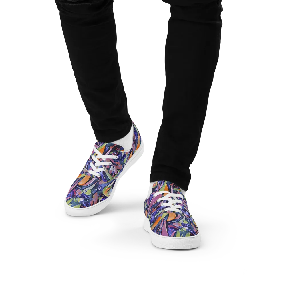 Galactic Brushwork on Men's Lace-Up Canvas Shoes — Front