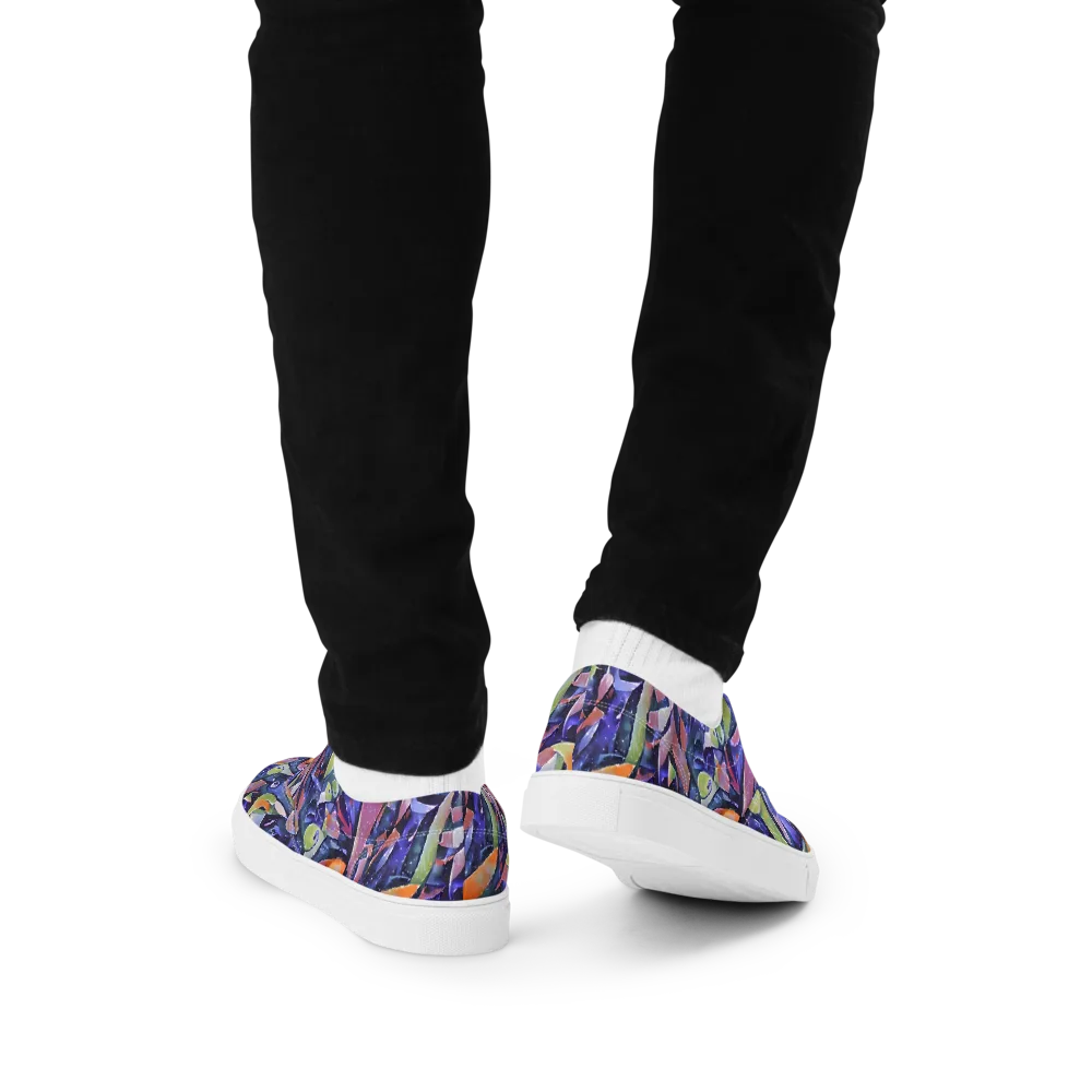 Galactic Brushwork on Men's Lace-Up Canvas Shoes — Back