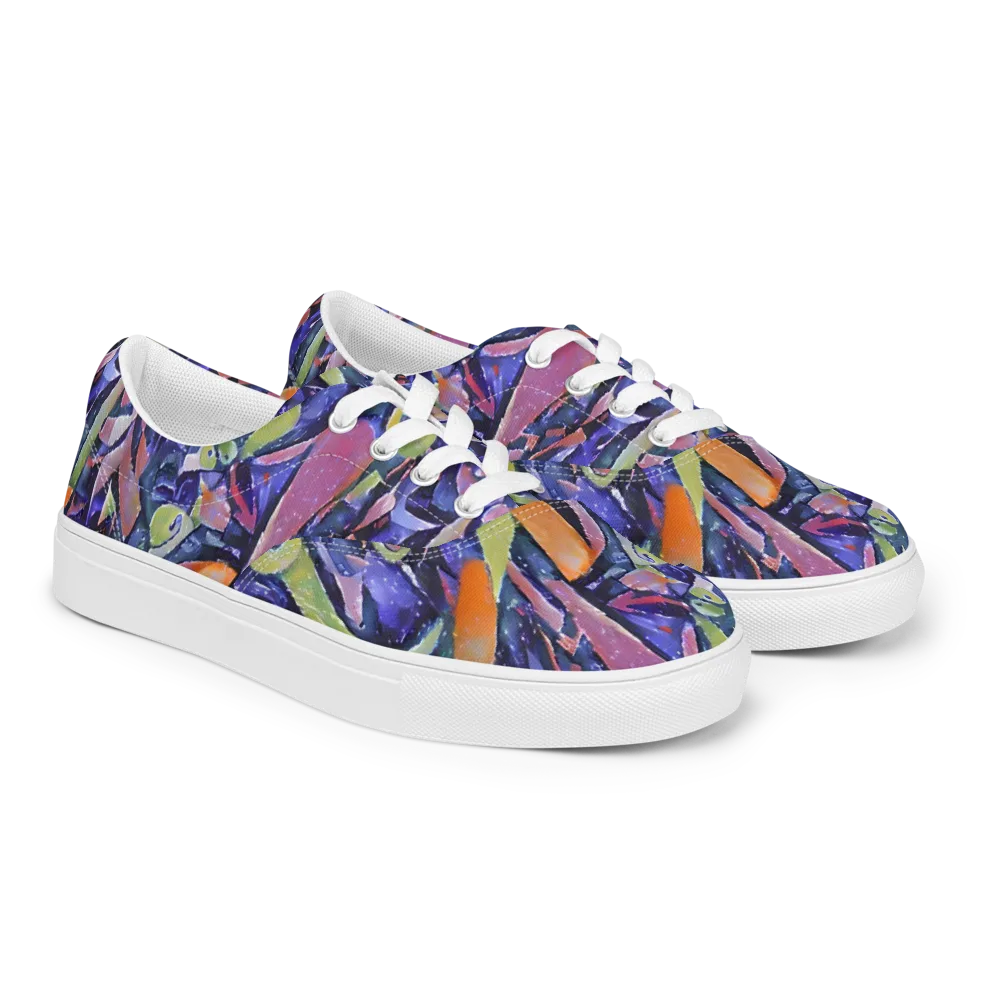 Galactic Brushwork on Men's Lace-Up Canvas Shoes — Right Front