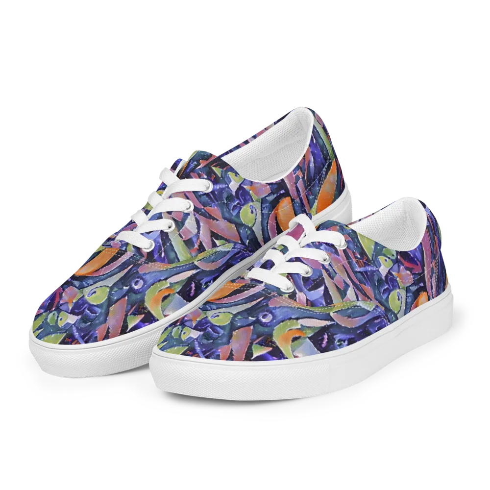 Galactic Brushwork on Men's Lace-Up Canvas Shoes — Left Front