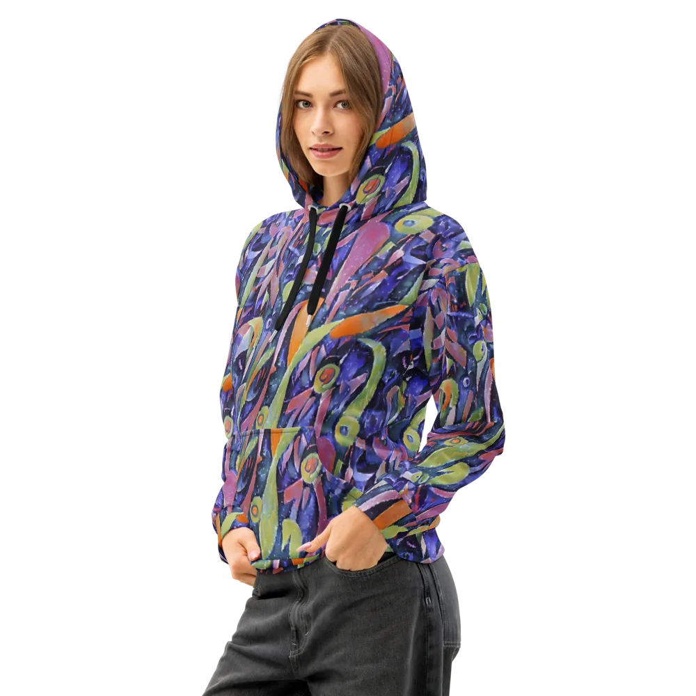 Galactic Brushwork on Cotton Hoodie — Left Front