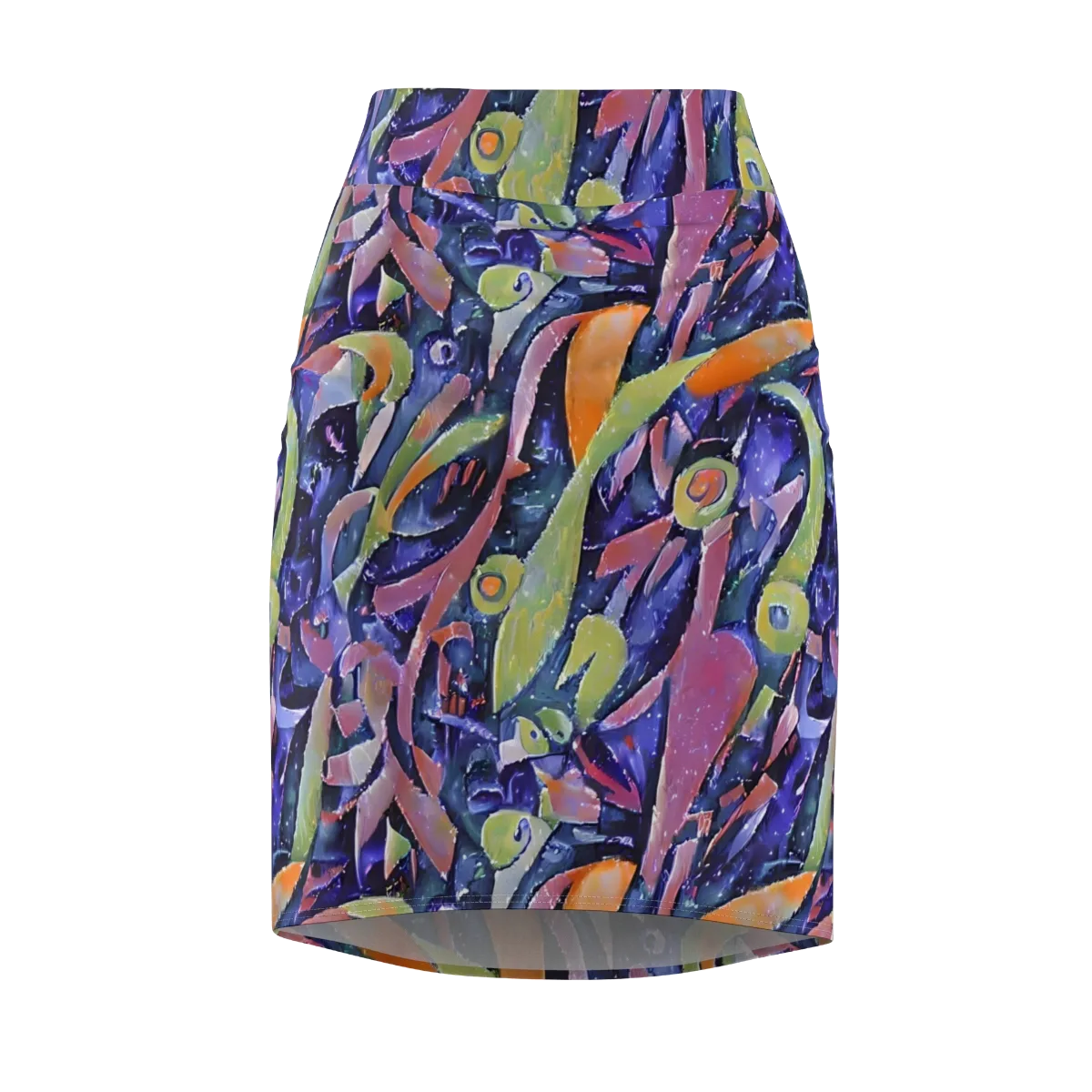 Galactic Brushwork on Pencil Skirt — Front