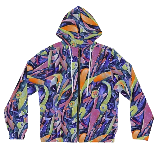Galactic Brushwork on a Women's Full-Zip Hoodie