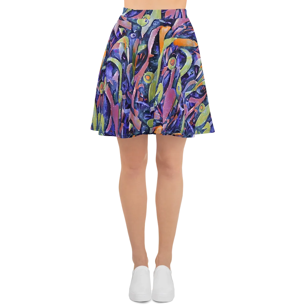 Galactic Brushwork on Skater Skirt — Front