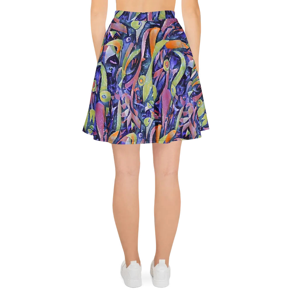 Galactic Brushwork on Skater Skirt — Back