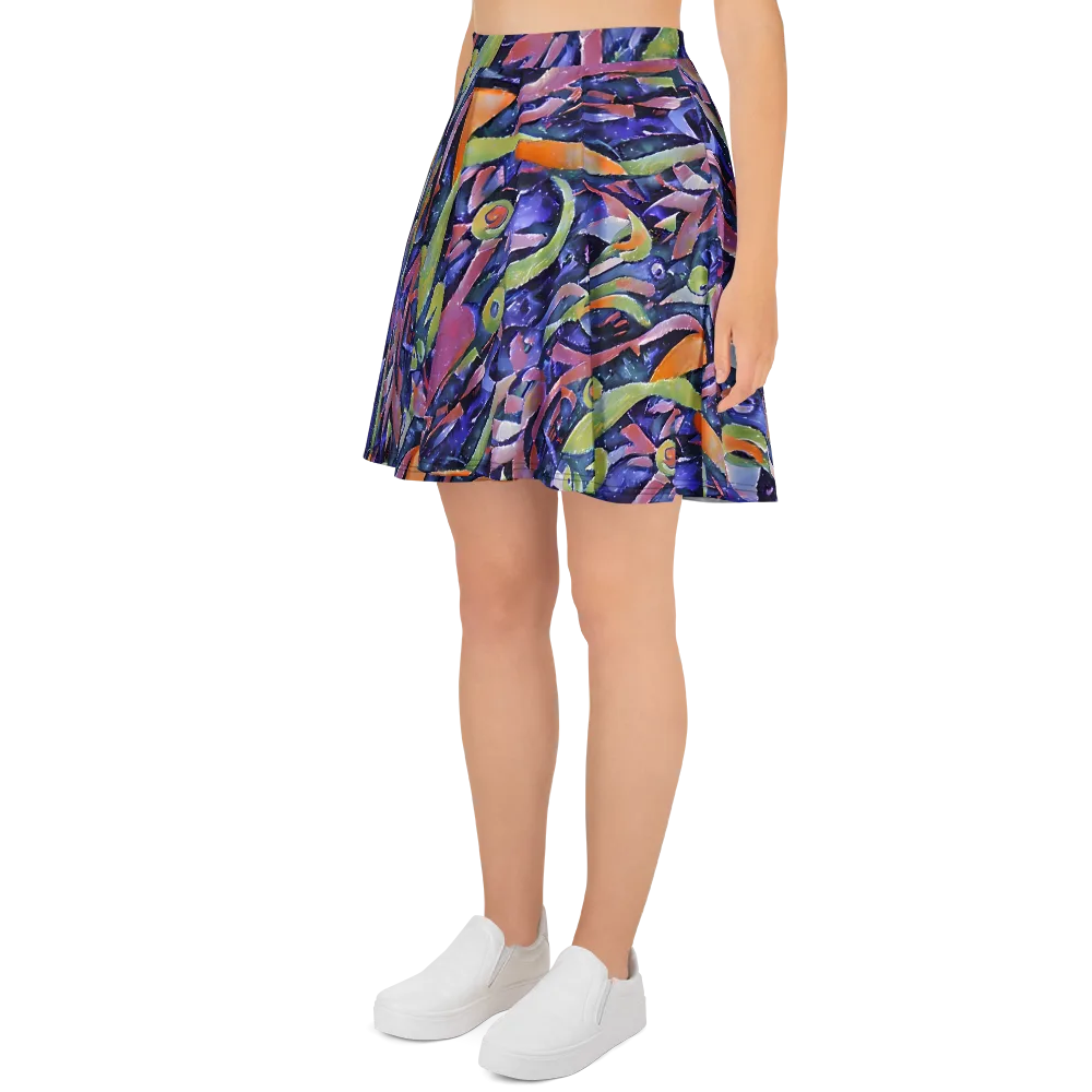 Galactic Brushwork on Skater Skirt — Left