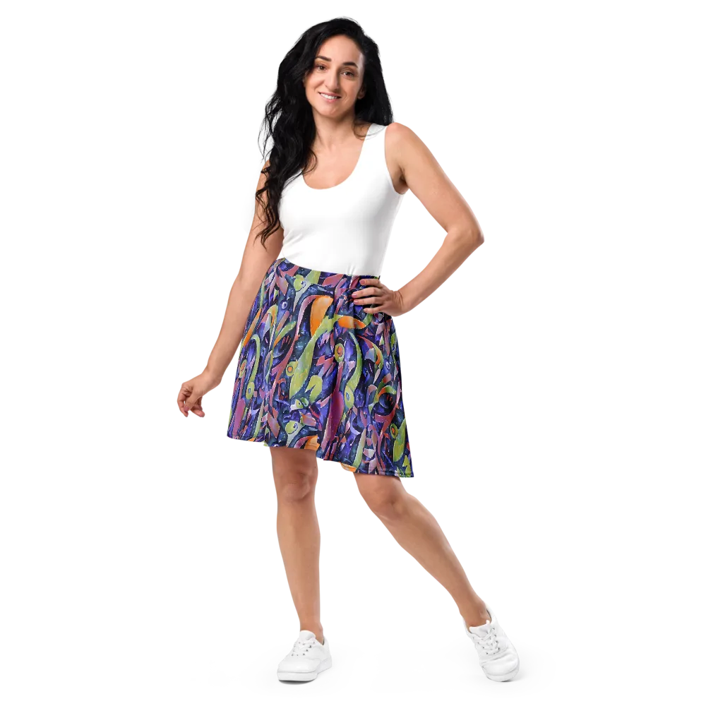 Galactic Brushwork on Skater Skirt — Front