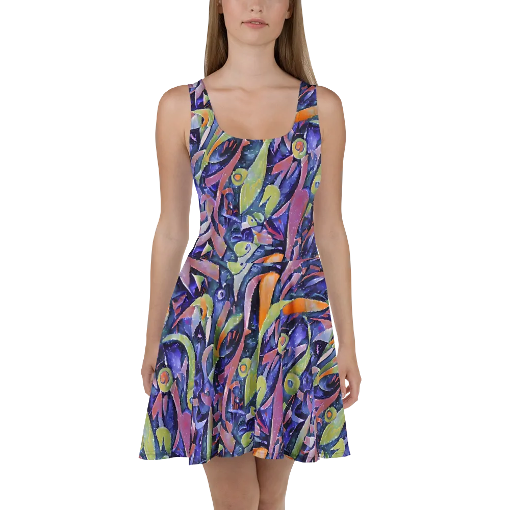Galactic Brushwork on Skater Dress — Front