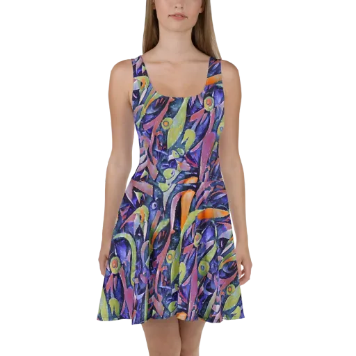 Galactic Brushwork on a Skater Dress