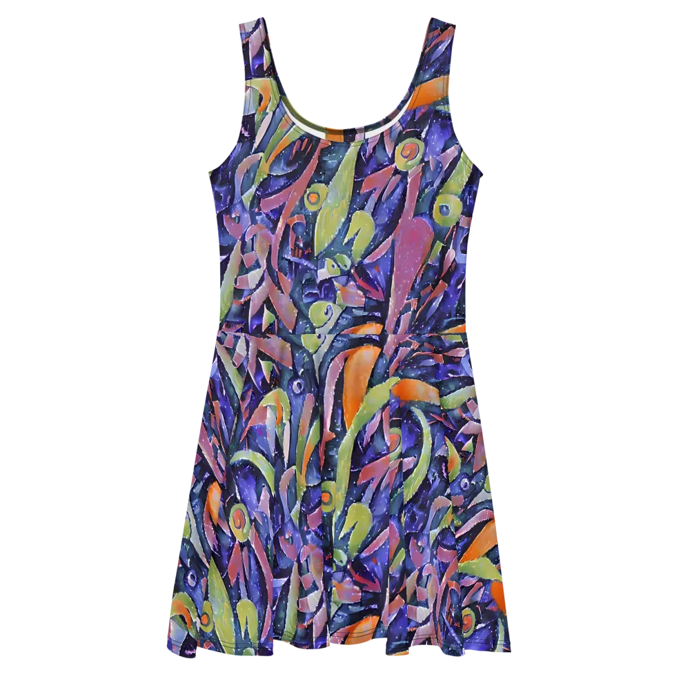 Galactic Brushwork on Skater Dress — Front
