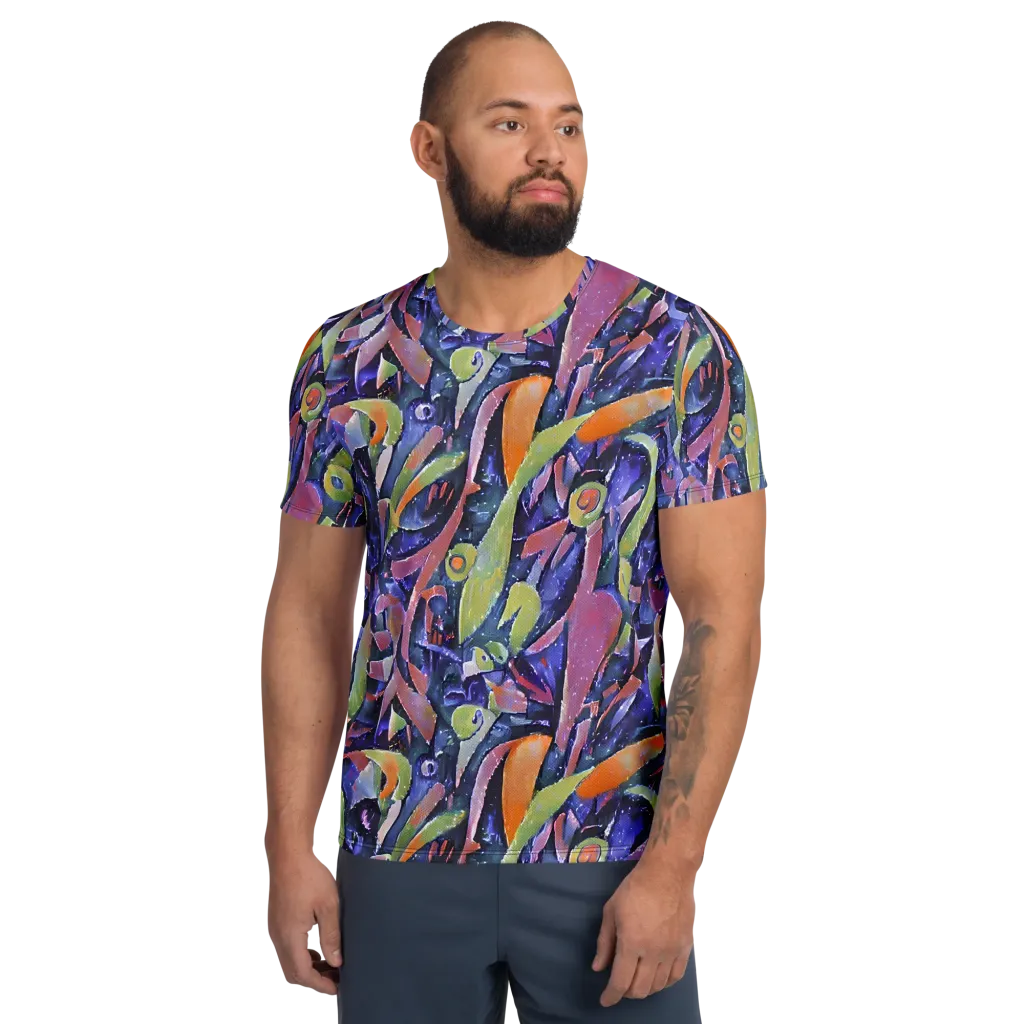 Galactic Brushwork on Men's Athletic T-Shirt — Front