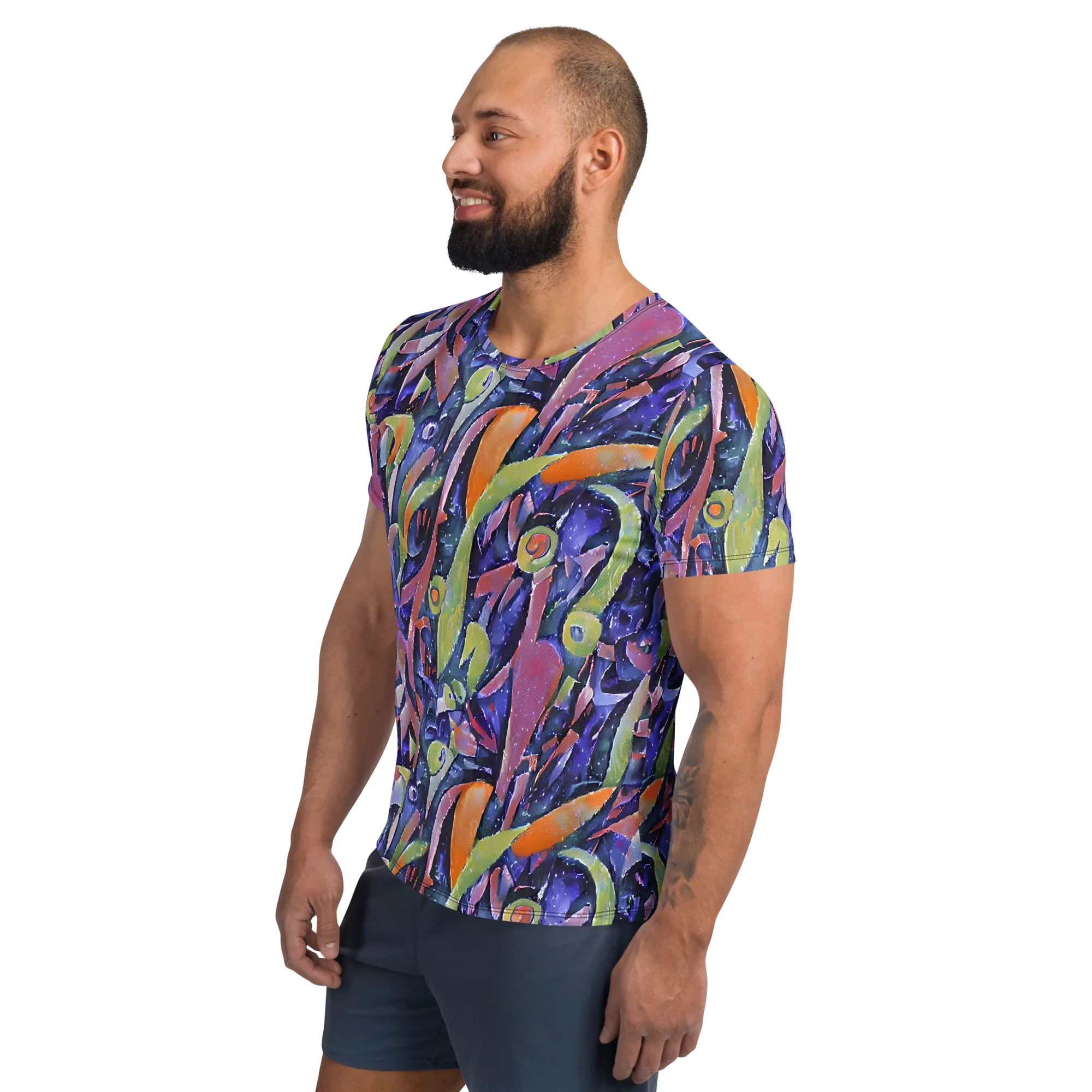 Galactic Brushwork on Men's Athletic T-Shirt — Left