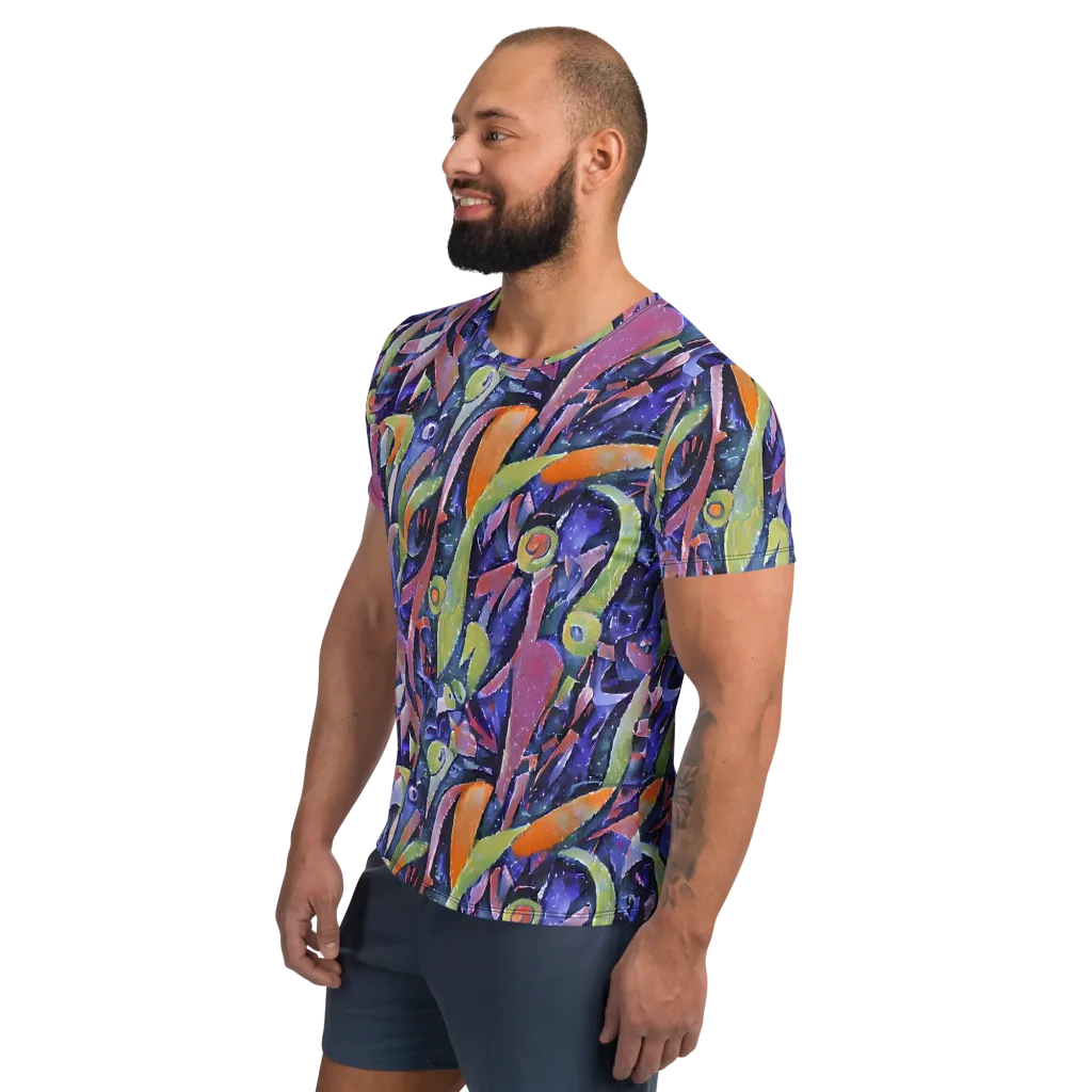 Galactic Brushwork on Men's Athletic T-Shirt — Left