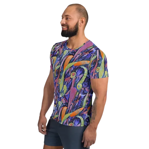 Galactic Brushwork on a Men's Athletic T-Shirt