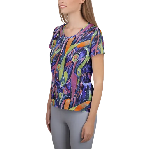 Galactic Brushwork on a Women's Athletic T-Shirt