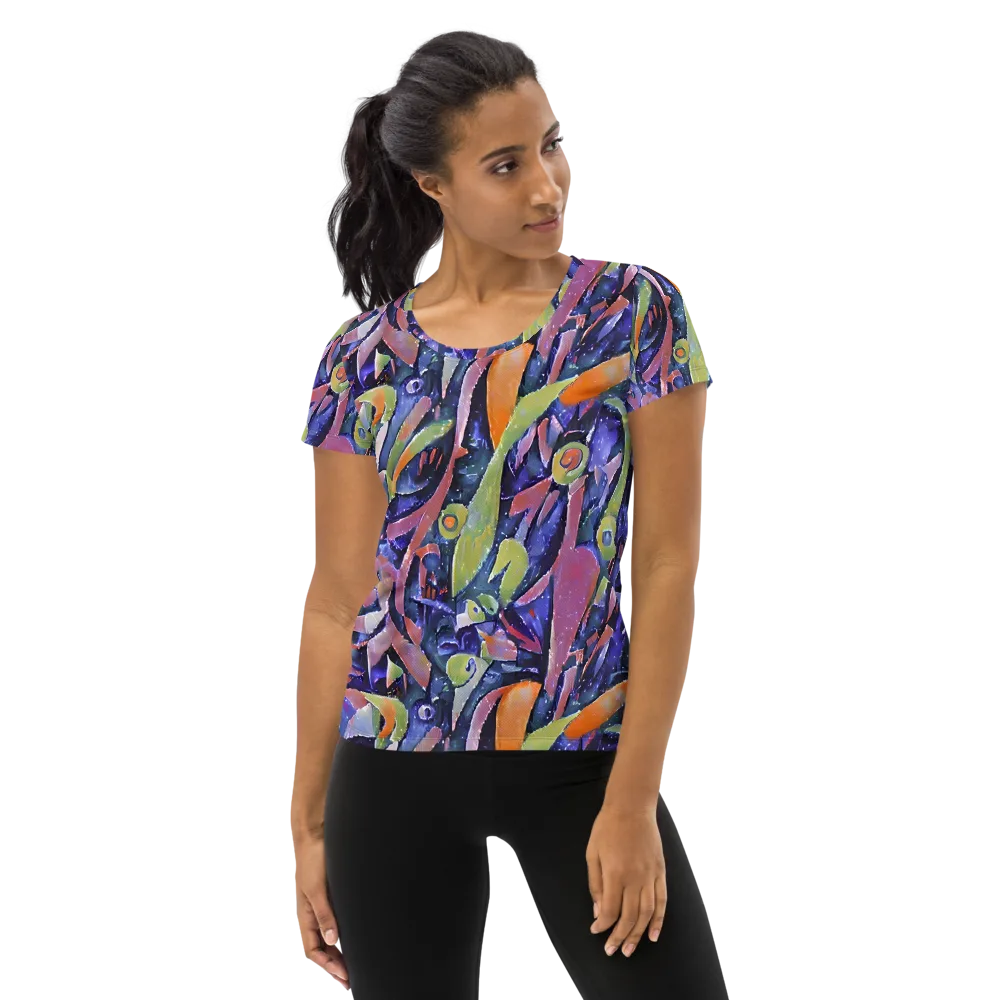 Galactic Brushwork on Women's Athletic T-Shirt — Front
