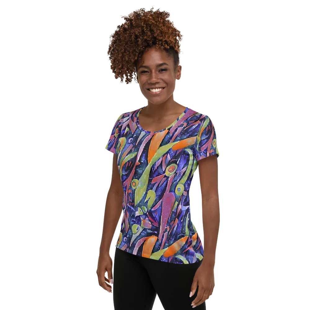 Galactic Brushwork on Women's Athletic T-Shirt — Left