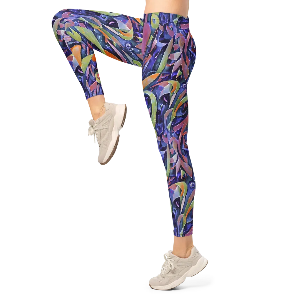 Galactic Brushwork on Leggings — Left