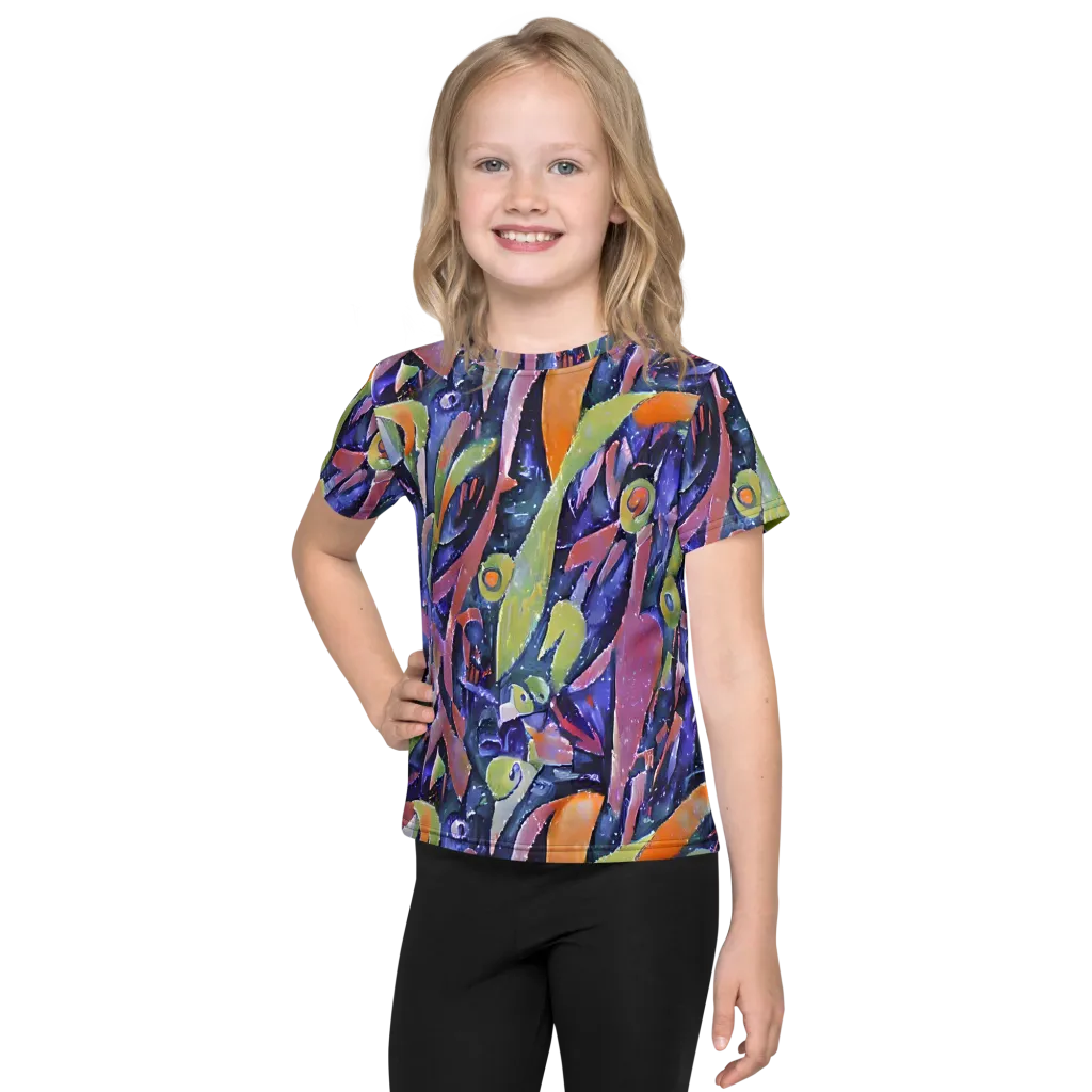 Galactic Brushwork on Kids Crew Neck T-Shirt — Front