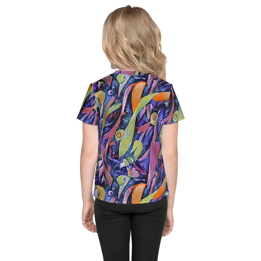 Galactic Brushwork on Kids Crew Neck T-Shirt — Back