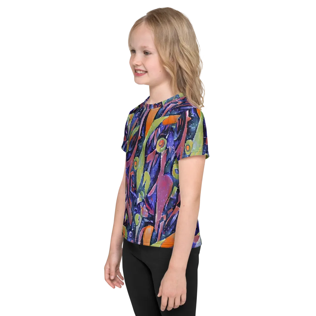Galactic Brushwork on Kids Crew Neck T-Shirt — Left