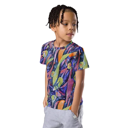 Galactic Brushwork on a Kids Crew Neck T-Shirt