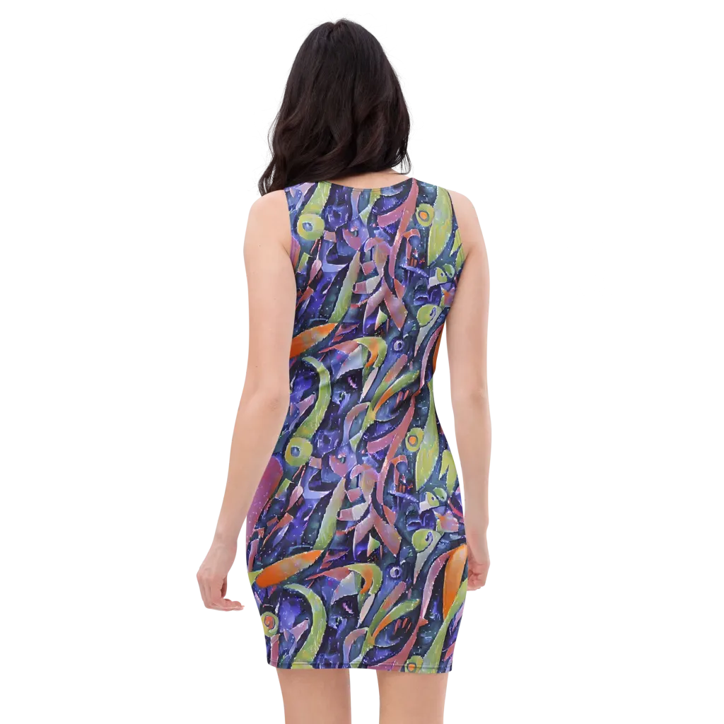 Galactic Brushwork on Bodycon Dress — Back