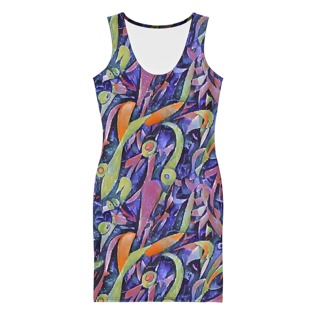 Galactic Brushwork on Bodycon Dress — Front