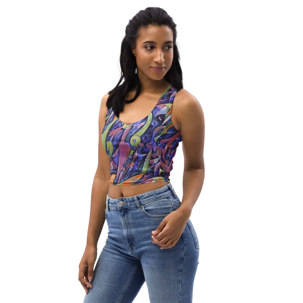 Galactic Brushwork on Crop Top — Left Front