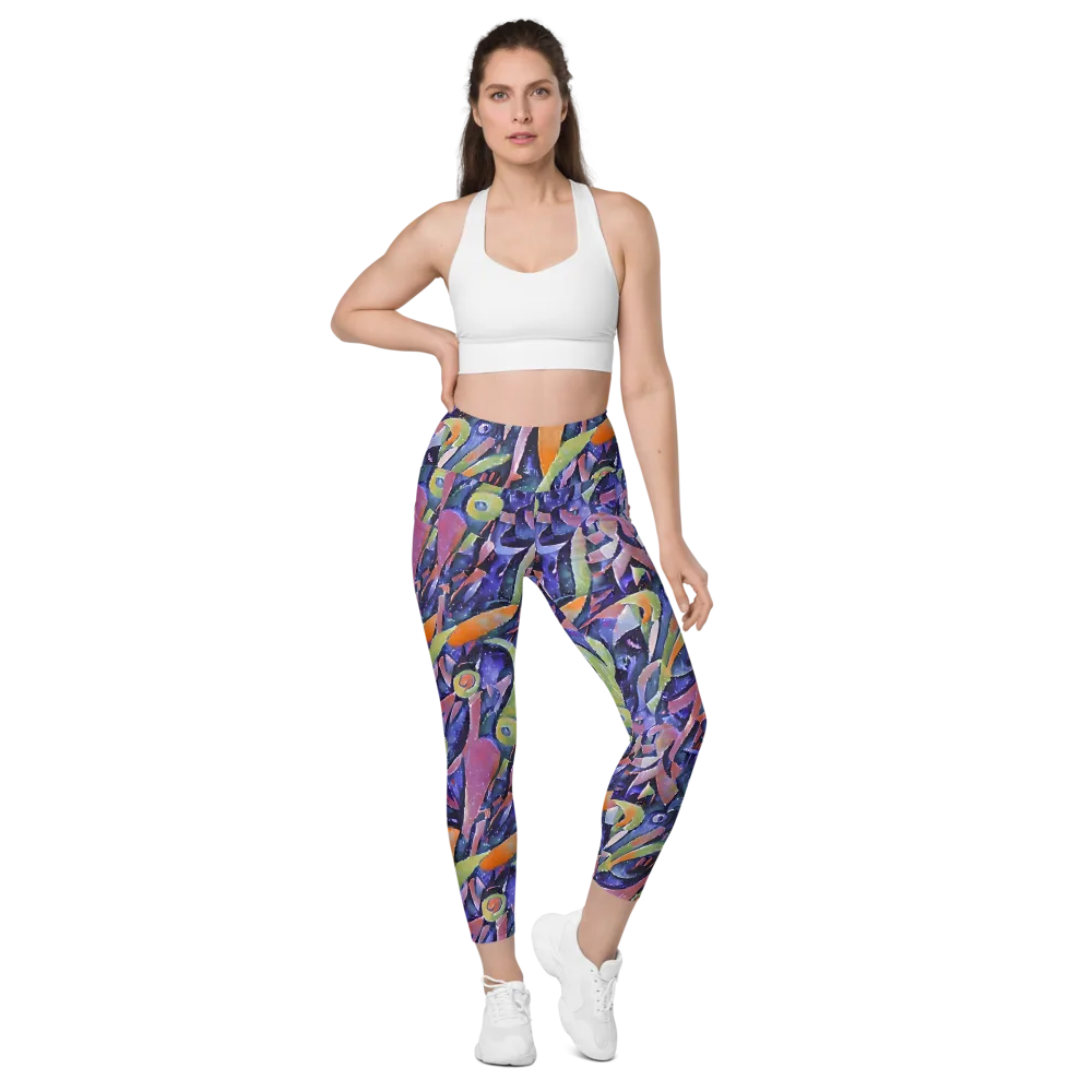 Galactic Brushwork on Leggings with Pockets — Front