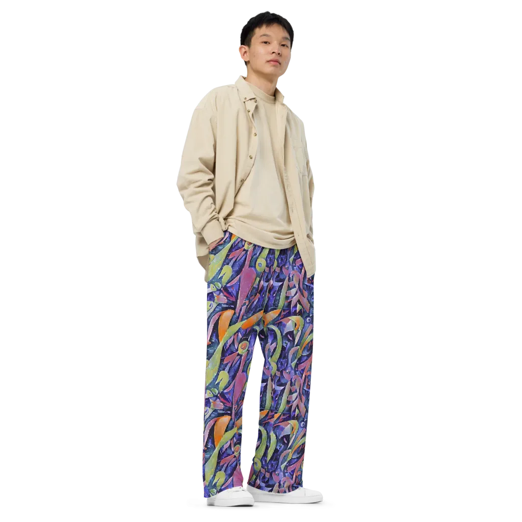 Galactic Brushwork on Wide-Leg Pants — Right Front