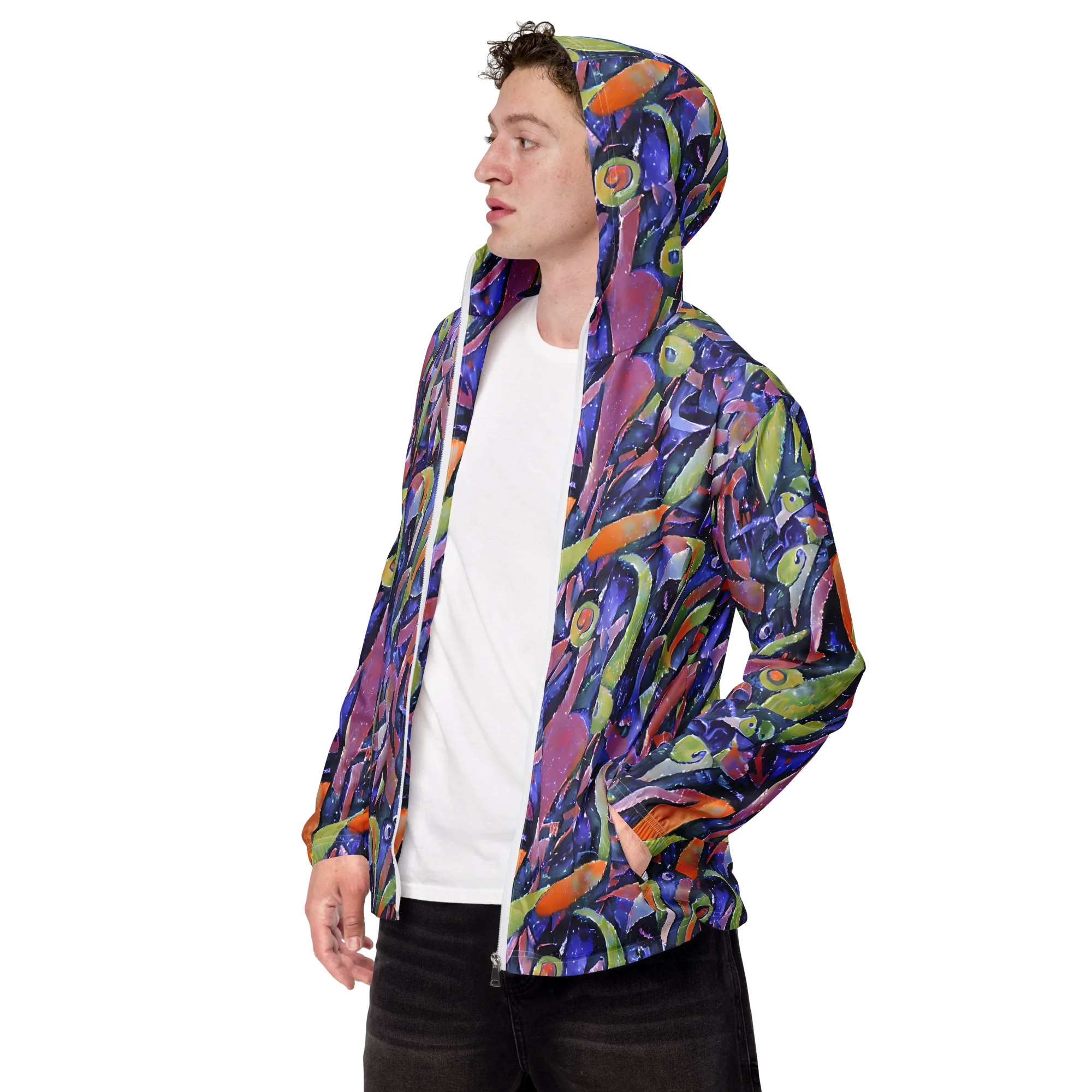 Galactic Brushwork on Men's Windbreaker — Left Front