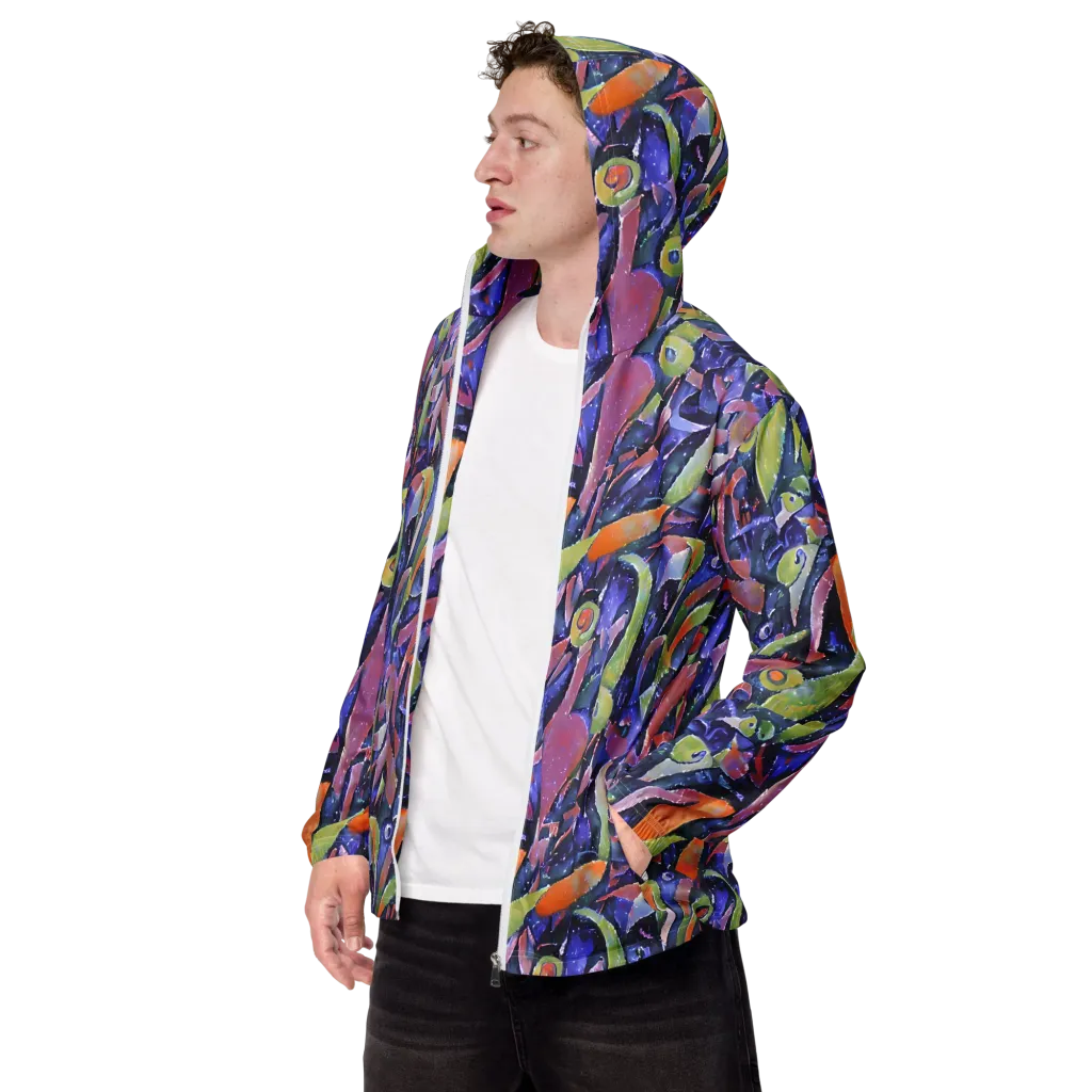 Galactic Brushwork on Men's Windbreaker — Left Front