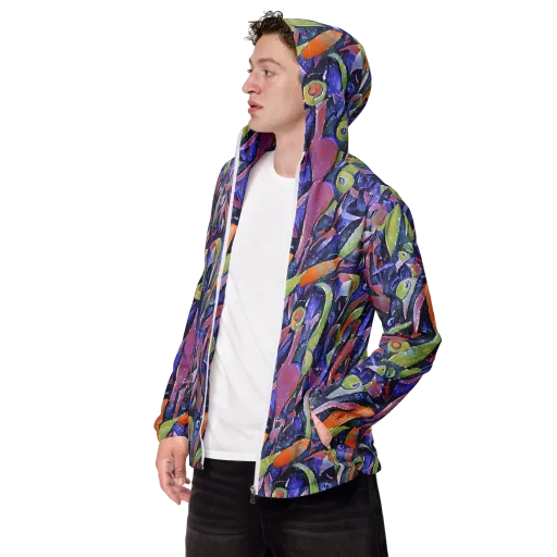 Galactic Brushwork on a Men's Windbreaker