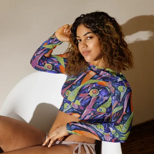 Galactic Brushwork on a Long Sleeve Crop Top
