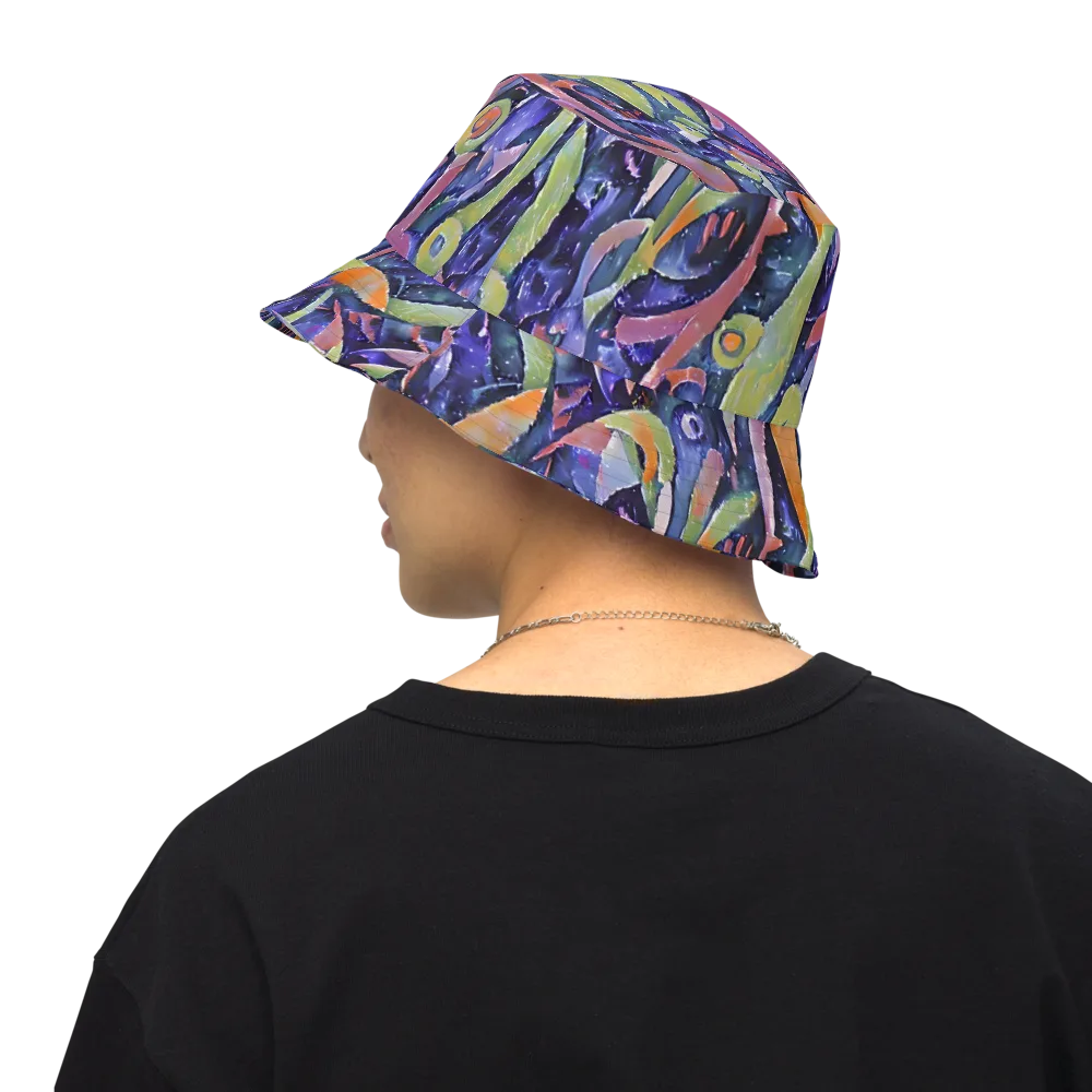 Galactic Brushwork on Reversible Bucket Hat — Back Inside