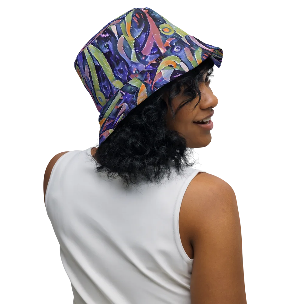 Galactic Brushwork on Reversible Bucket Hat — Right Outside