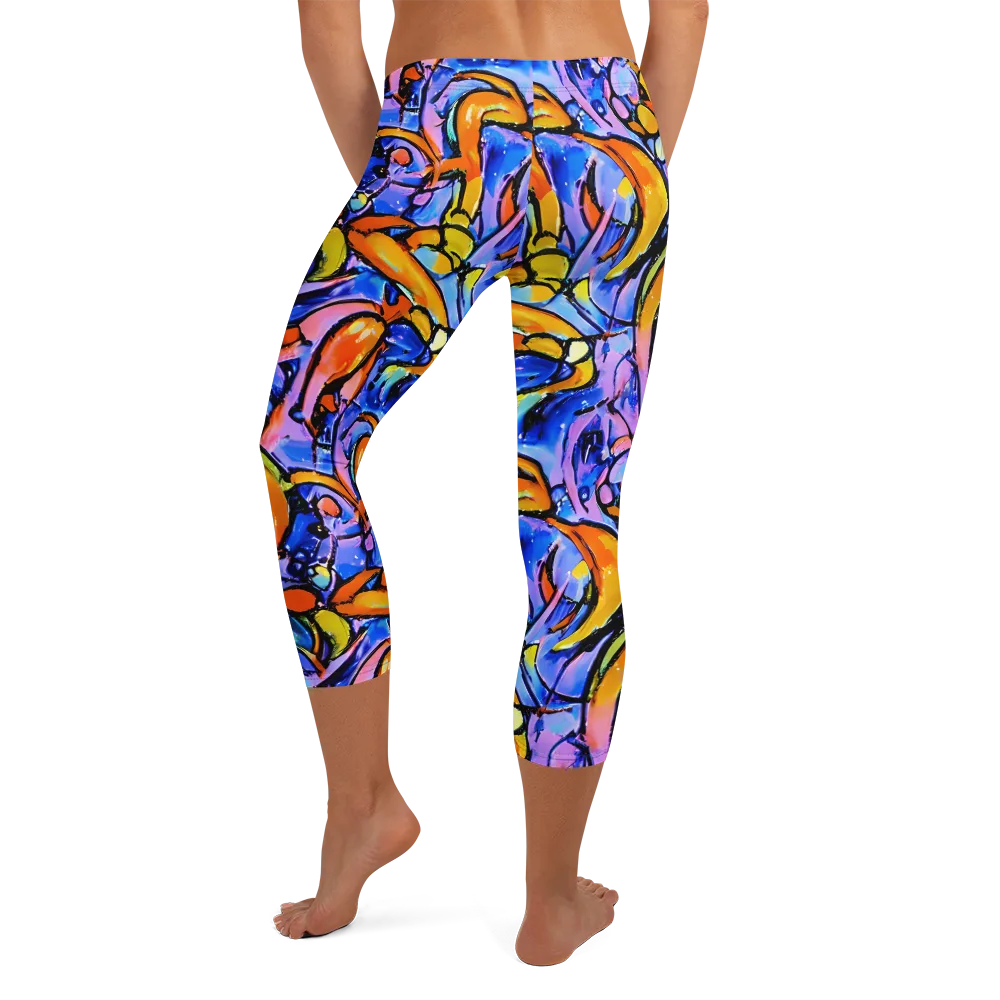 Arcade Lagoon on Capri Leggings — Back