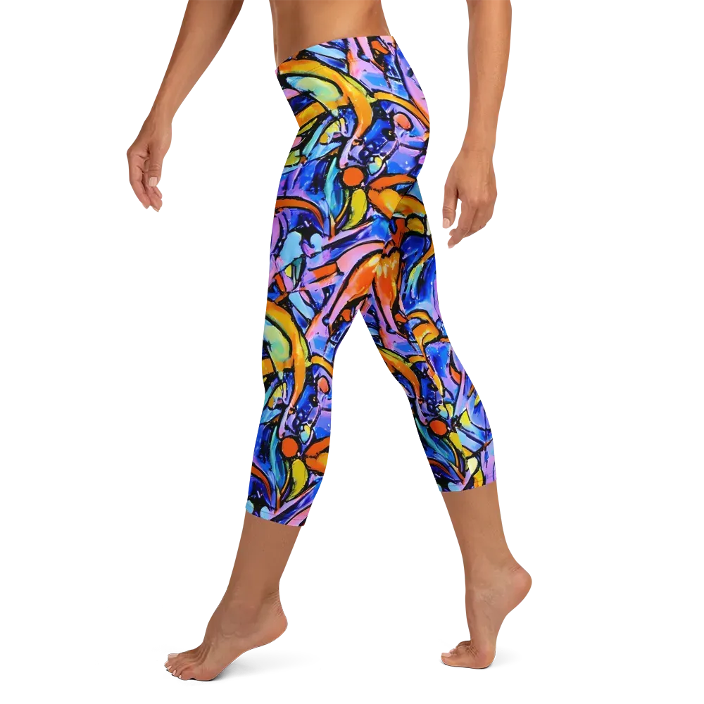 Arcade Lagoon on Capri Leggings — Left